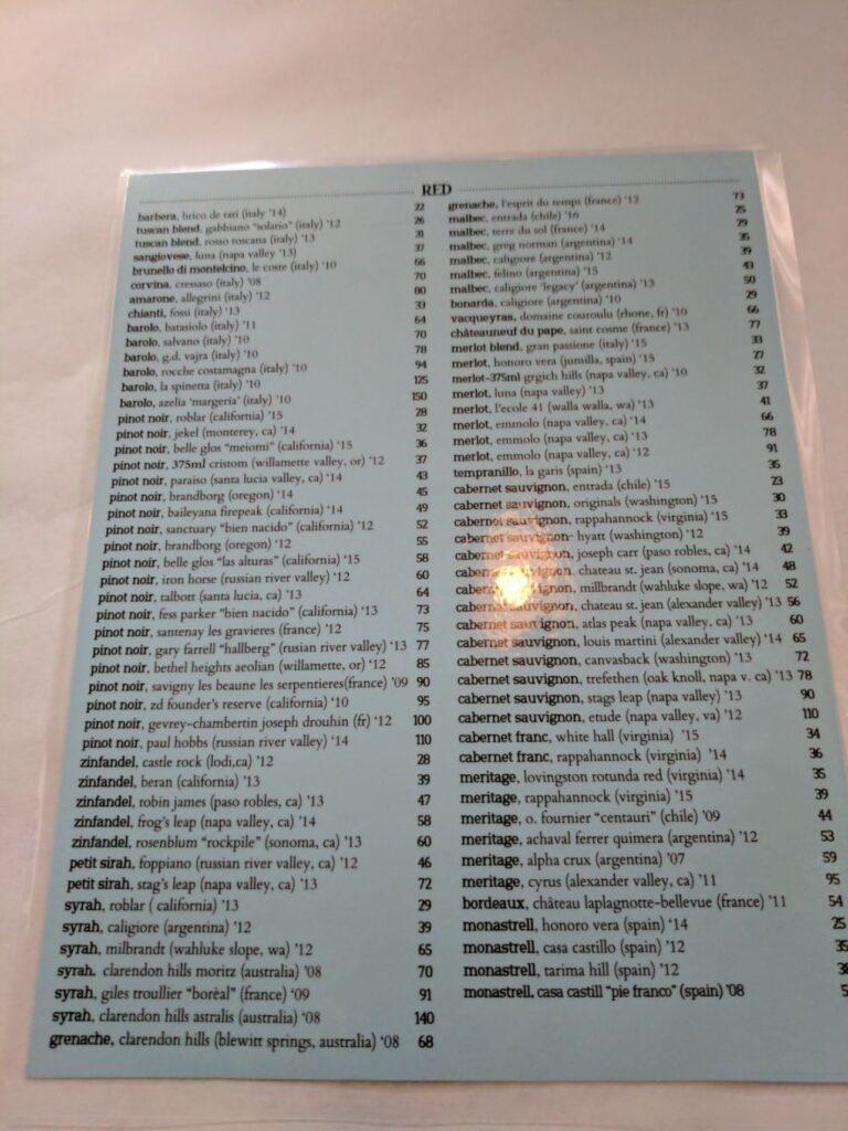622 North Restaurant and Wine Bar Menu 8